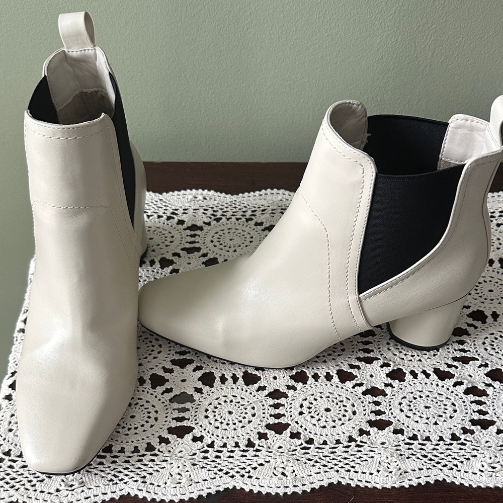 Chic Cream and Black Ankle Booties